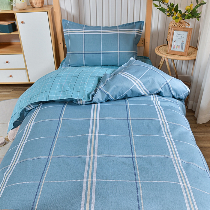 91家纺网 家纺一手货源 找家纺 2026新款宿舍上下铺12868纯棉三件套 夕瑞格调-绿