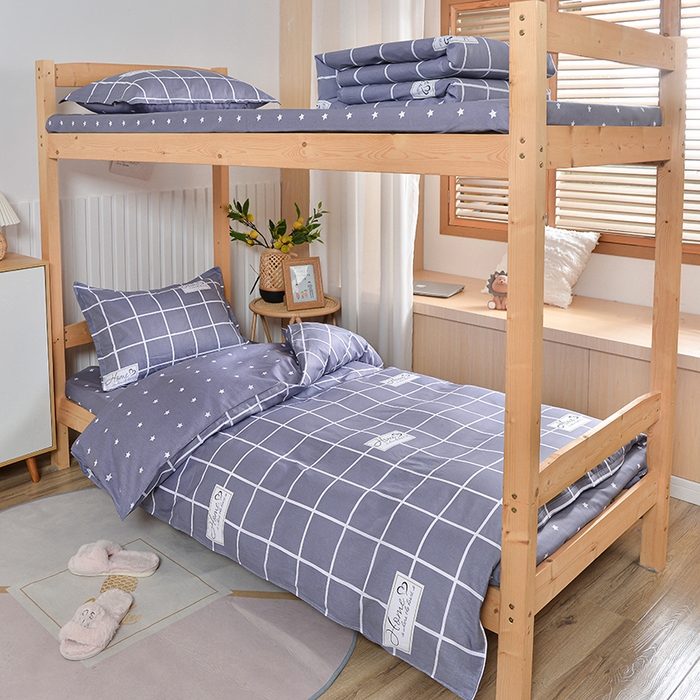 91家纺网 家纺一手货源 找家纺 2026新款宿舍上下铺12868纯棉三件套 恋家-灰