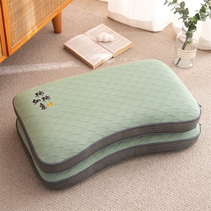 91家纺网 家纺一手货源 找家纺 （总）织布人 2024新款荞麦枕全棉针织碟型柿柿如意全荞麦壳枕头护颈椎硬枕芯