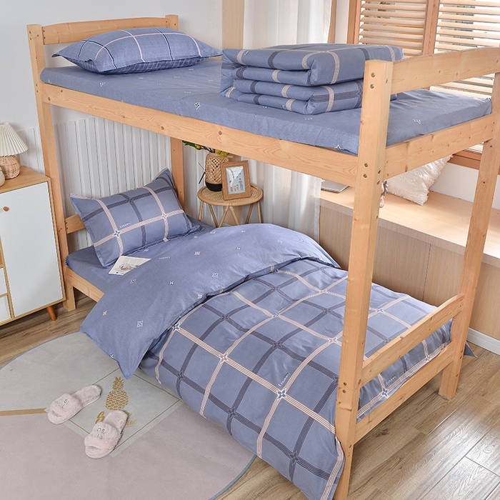 91家纺网 家纺一手货源 找家纺 2026新款宿舍上下铺12868纯棉三件套 爱尚-灰