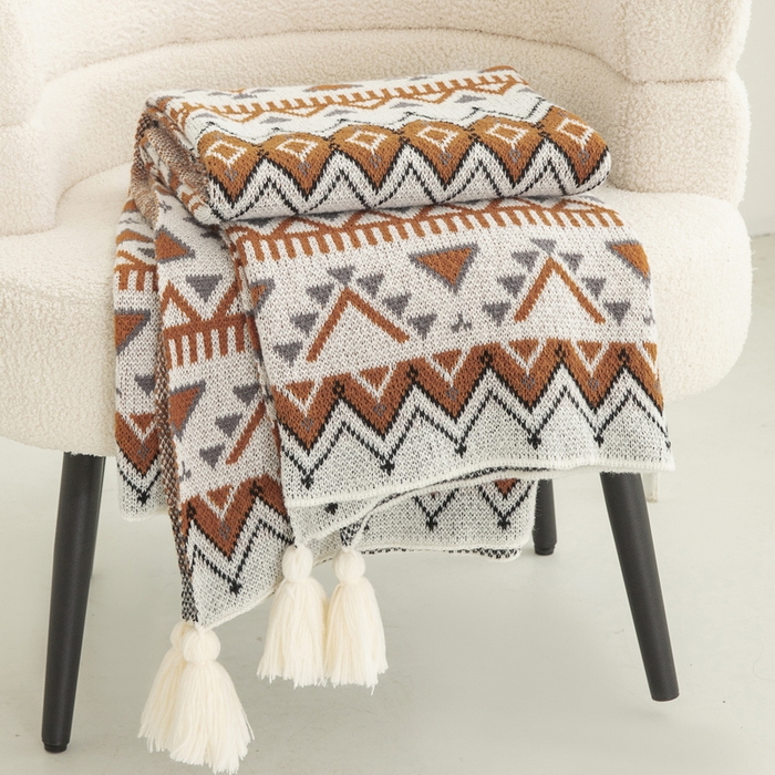 91家纺网 家纺一手货源 找家纺 苏艺针织盖毯 2024新款亲肤复古针织毯 北欧咖