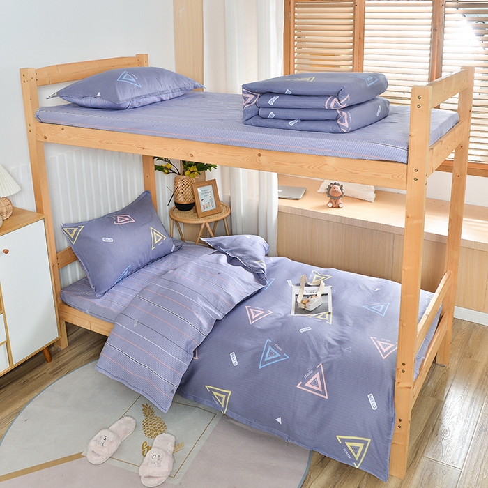 91家纺网 家纺一手货源 找家纺 2026新款宿舍上下铺12868纯棉三件套 夏末-灰