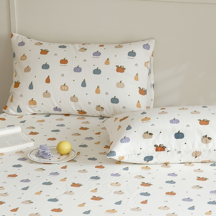 2024新款40s全棉透气亲肤双层纱四件套单品系列-单枕套 南瓜派