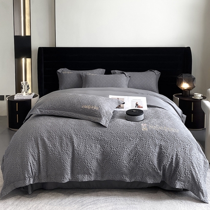 优悦 2024新款时尚提花四件套-卡乐 卡乐-灰