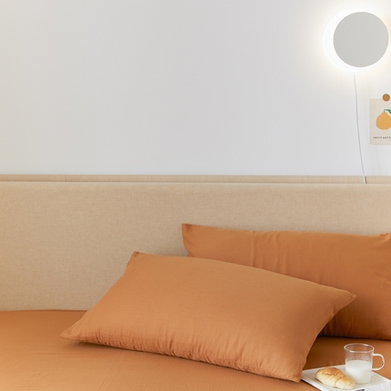 91家纺网 家纺一手货源 找家纺 2024新款40s全棉透气亲肤双层纱四件套单品系列-单枕套 焦糖