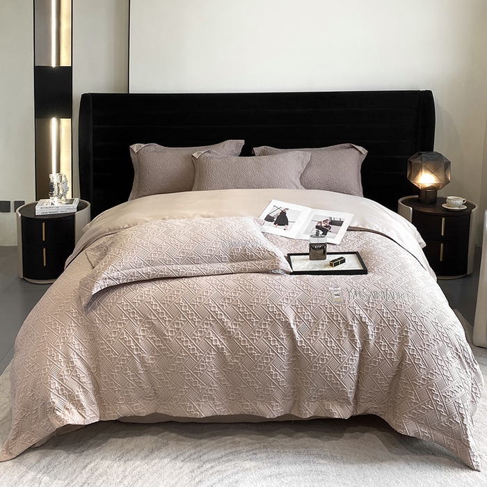 91家纺网 家纺一手货源 找家纺 优悦 2024新款时尚提花四件套-卡乐 卡乐-香槟