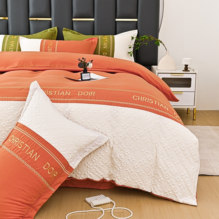 91家纺网 家纺一手货源 找家纺 （总）2025新款直播爆款水洗棉磨毛刺绣浮雕四件套-慕兰迪