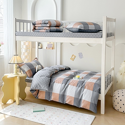 91家纺网 家纺一手货源 找家纺 天之爱 2024新款13372学生床夹棉被套夹棉三件套 梦里斯橙（夹棉三件套）