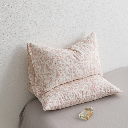 2024新款40s全棉透气亲肤双层纱四件套单品系列-单枕套 丛林蘑菇