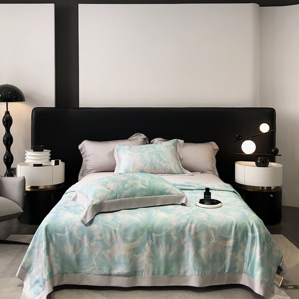 91家纺网 家纺一手货源 找家纺 （总）佳汐蓝家纺 2024新款兰精天丝数码印花夏被四件套