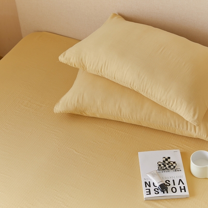 2024新款40s全棉透气亲肤双层纱四件套单品系列-单枕套 明黄