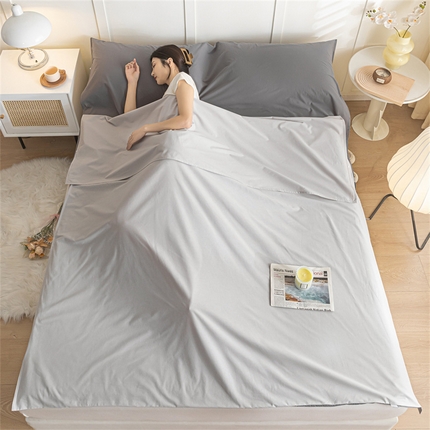 91家纺网 家纺一手货源 找家纺 佳汐蓝 2024新款全棉纯色双拼睡袋 全棉睡袋-山灰+中灰
