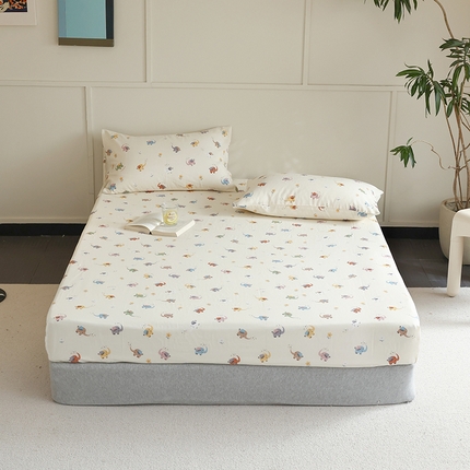 91家纺网 家纺一手货源 找家纺 （总）2024新款40s全棉透气亲肤双层纱四件套单品系列-单床笠