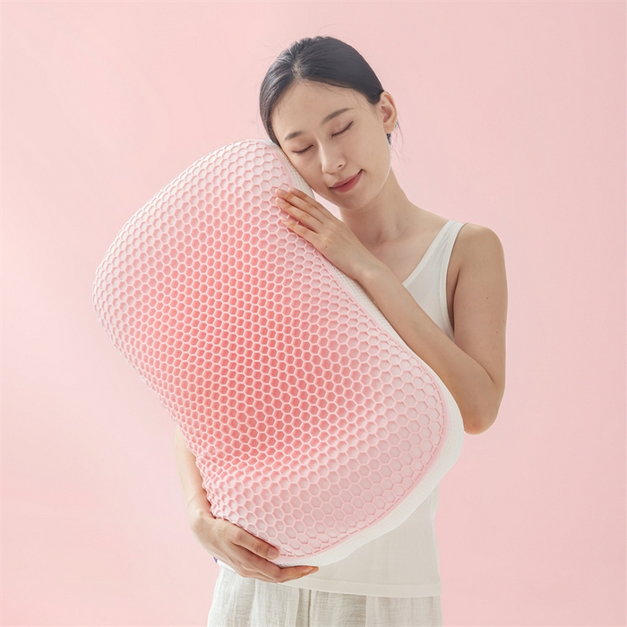 91家纺网 家纺一手货源 找家纺 枕芯真意 2024新款凉感枕TPE果胶羽丝枕夏季枕芯猫肚皮释压枕头枕芯 轻奢粉