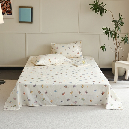 91家纺网 家纺一手货源 找家纺 2024新款40s全棉透气亲肤双层纱四件套单品系列-单床单 小象