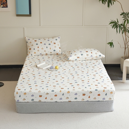 2024新款40s全棉透气亲肤双层纱四件套单品系列-单床笠 南瓜派