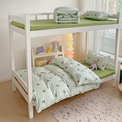 91家纺网 家纺一手货源 找家纺 贝扬思家纺 2025新款亲肤棉印花三件套系列 温柔-绿