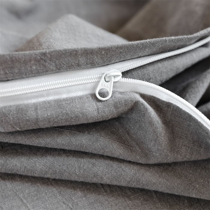 91家纺网 家纺一手货源 找家纺 北欧良品 2024新款A类色织水洗棉学生三件套床套款 冰川灰素色