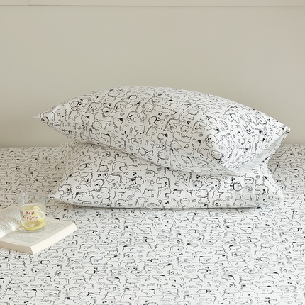 91家纺网 家纺一手货源 找家纺 2024新款40s全棉透气亲肤双层纱四件套单品系列-单枕套 涂鸦恐龙