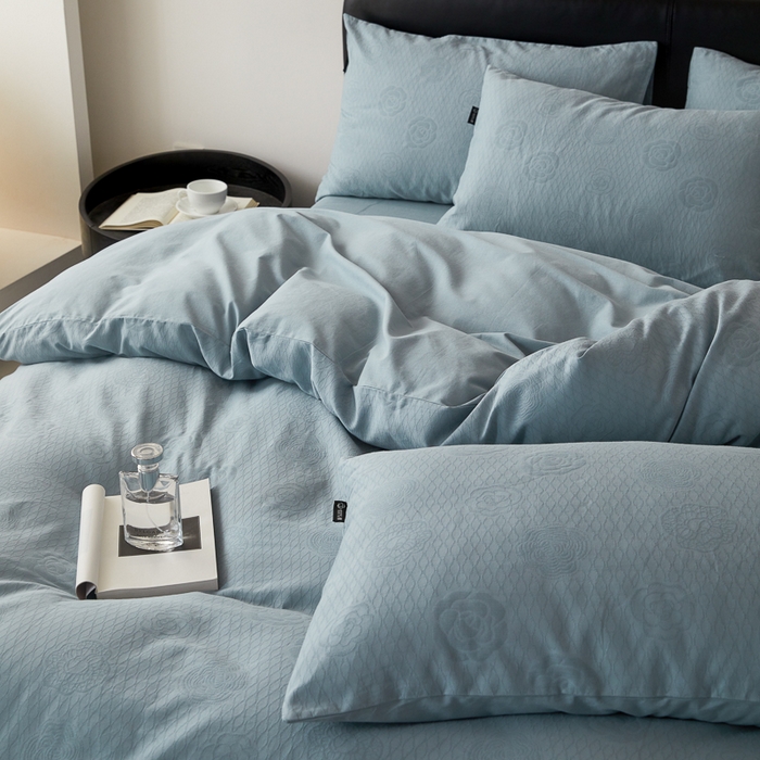 91家纺网 家纺一手货源 找家纺 优彩 2025新款A类全棉提花三层纱四件套 巴洛克雾兰