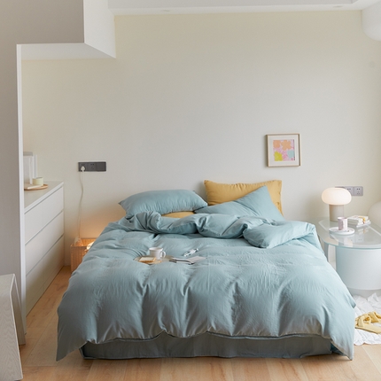 91家纺网 家纺一手货源 找家纺 （总）2024新款40s全棉透气亲肤双层纱四件套单品系列-四件套