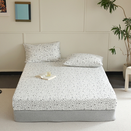 2024新款40s全棉透气亲肤双层纱四件套单品系列-单床笠 涂鸦恐龙