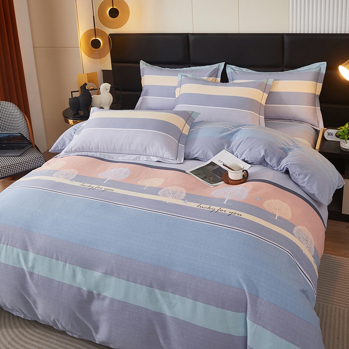 91家纺网 家纺一手货源 找家纺 雲归梦 2024秋冬新款加厚全棉多规格四件套生命树 蓝