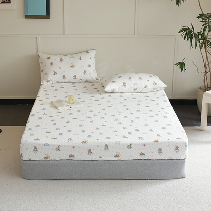 91家纺网 家纺一手货源 找家纺 （总）2024新款40s全棉透气亲肤双层纱四件套单品系列-单床笠