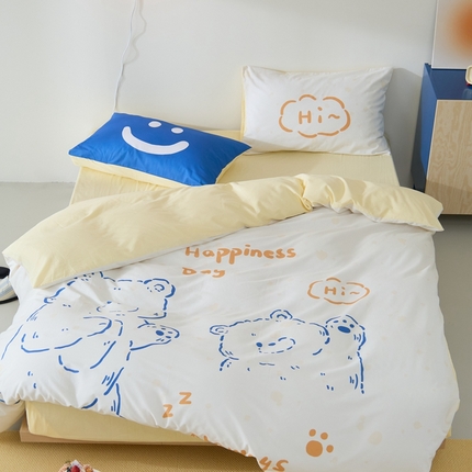 91家纺网 家纺一手货源 找家纺 原研家居 2024新款40支全棉13070平网印花系列（第2批） 开心小熊