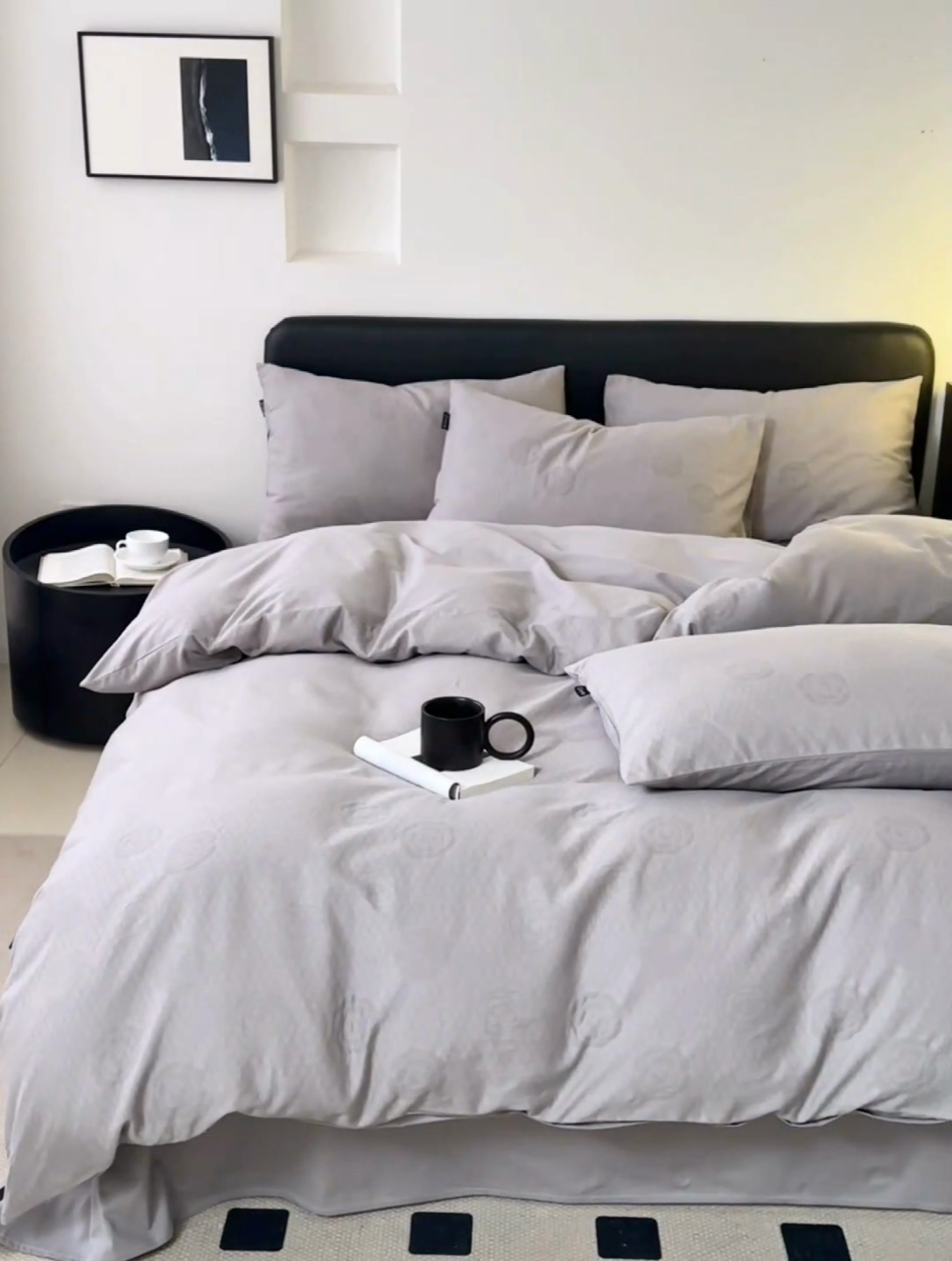 91家纺网 家纺一手货源 找家纺 优彩 2025新款A类全棉提花三层纱四件套 巴洛克初暖灰