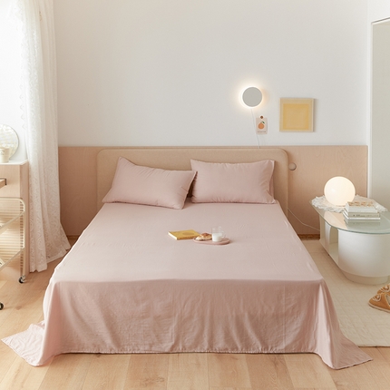 91家纺网 家纺一手货源 找家纺 2024新款40s全棉透气亲肤双层纱四件套单品系列-单床单 浅灰玉