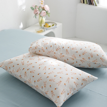 91家纺网 家纺一手货源 找家纺 2024新款40s全棉透气亲肤双层纱四件套单品系列-单枕套 小米兔