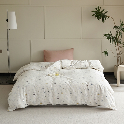 2024新款40s全棉透气亲肤双层纱四件套单品系列-单被套 狗狗派对