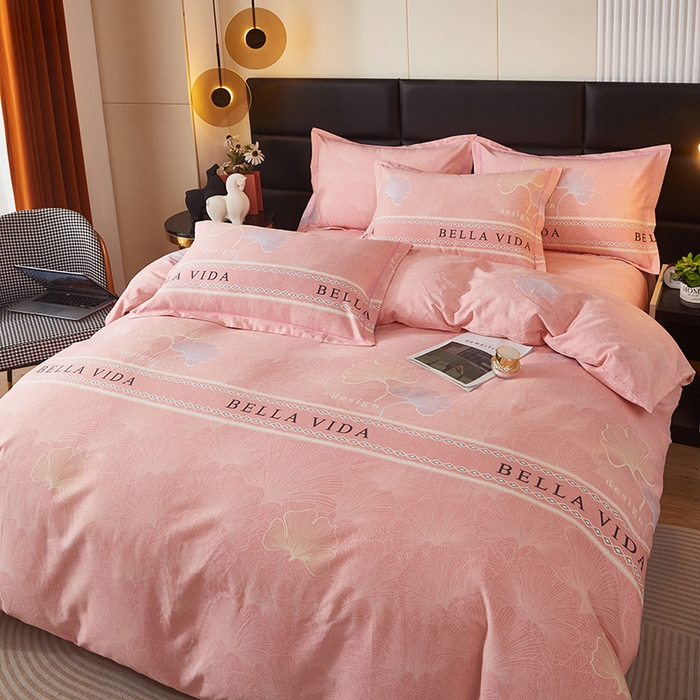 91家纺网 家纺一手货源 找家纺 雲归梦 2024秋冬新款加厚全棉多规格四件套杉杉恋曲 粉