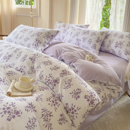 91家纺网 家纺一手货源 找家纺 （总）卢赛尔 2024新款小清新水洗糯糯四件套