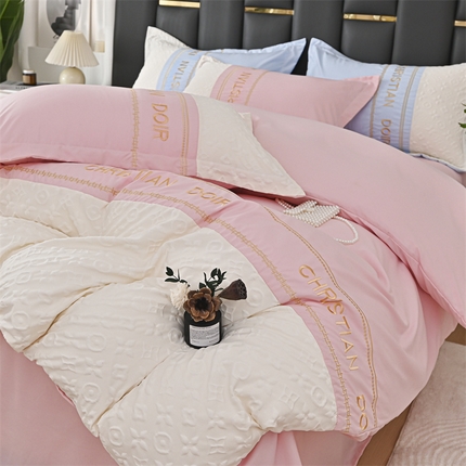 91家纺网 家纺一手货源 找家纺 （总）2025新款直播爆款水洗棉磨毛刺绣浮雕四件套-慕兰迪