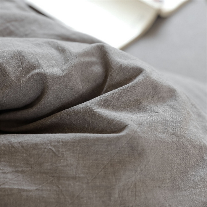 91家纺网 家纺一手货源 找家纺 北欧良品 2024新款A类色织水洗棉学生三件套床套款 冰川灰素色