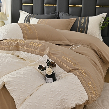 91家纺网 家纺一手货源 找家纺 （总）2025新款直播爆款水洗棉磨毛刺绣浮雕四件套-慕兰迪