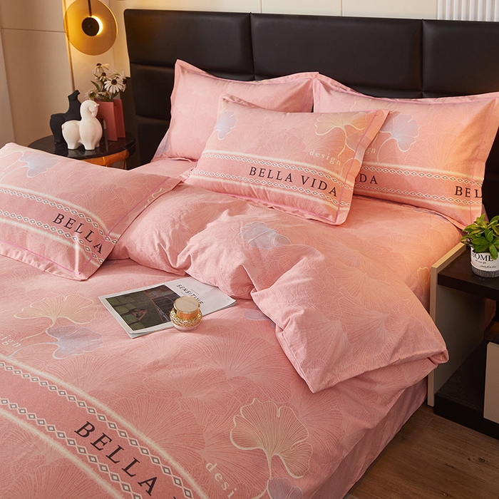 91家纺网 家纺一手货源 找家纺 雲归梦 2024秋冬新款加厚全棉多规格四件套杉杉恋曲 粉