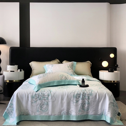 91家纺网 家纺一手货源 找家纺 （总）佳汐蓝家纺 2024新款兰精天丝数码印花夏被四件套