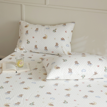 2024新款40s全棉透气亲肤双层纱四件套单品系列-单枕套 晚安熊