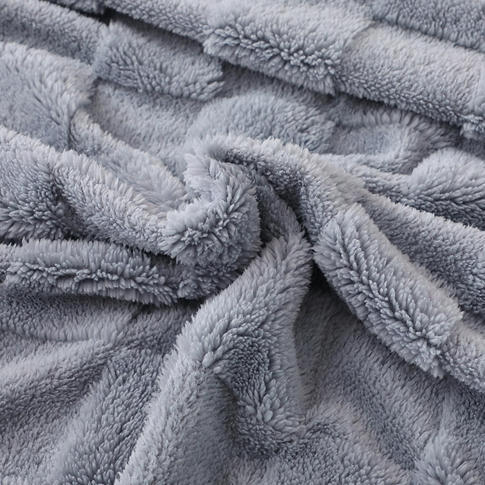 91家纺网 家纺一手货源 找家纺 芸锦豪 2024新款意大利面包格毛毯-卷边款 蓝灰