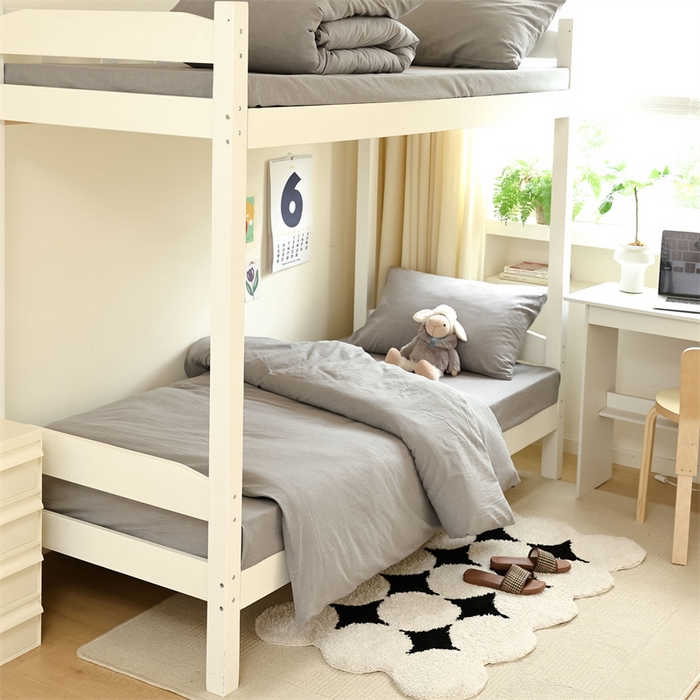 91家纺网 家纺一手货源 找家纺 北欧良品 2024新款A类色织水洗棉学生三件套床套款 冰川灰素色