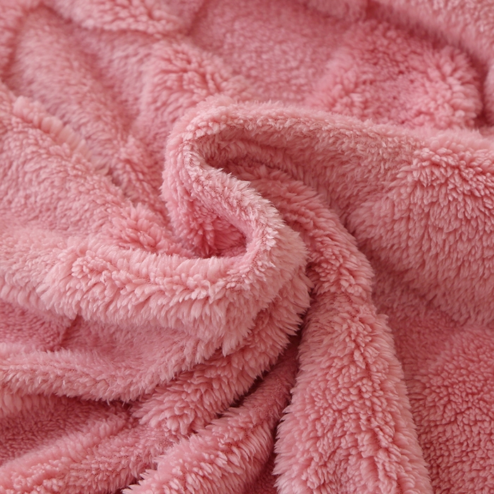 91家纺网 家纺一手货源 找家纺 芸锦豪 2024新款意大利面包格毛毯-卷边款 玫瑰粉