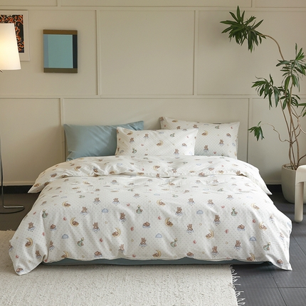 91家纺网 家纺一手货源 找家纺 （总）2024新款40s全棉透气亲肤双层纱四件套单品系列-四件套