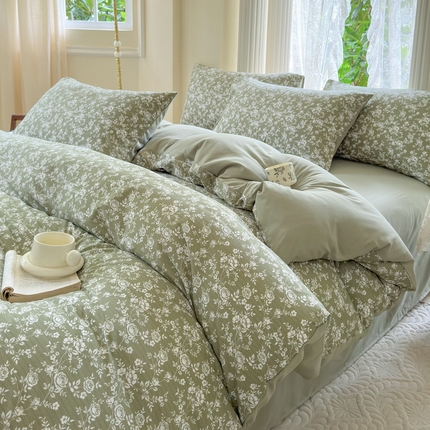 91家纺网 家纺一手货源 找家纺 （总）卢赛尔 2024新款小清新水洗糯糯四件套