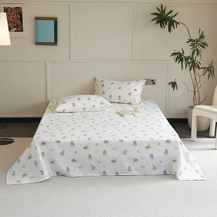 91家纺网 家纺一手货源 找家纺 （总）2024新款40s全棉透气亲肤双层纱四件套单品系列-单床单