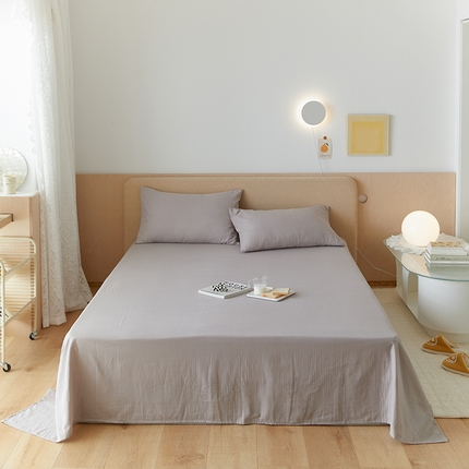 91家纺网 家纺一手货源 找家纺 2024新款40s全棉透气亲肤双层纱四件套单品系列-单床单 太空灰