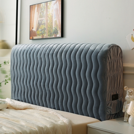 91家纺网 家纺一手货源 找家纺 源梦家纺 2024新款荷兰绒床头罩系列 灰蓝