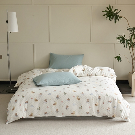 91家纺网 家纺一手货源 找家纺 （总）2024新款40s全棉透气亲肤双层纱四件套单品系列-单被套